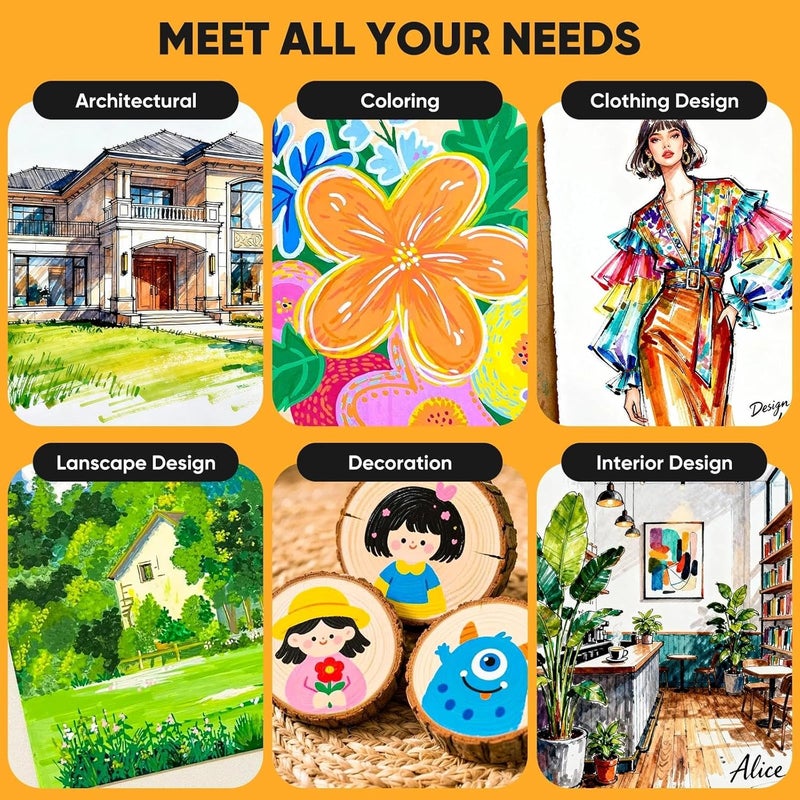 iBayam Alcohol Markers 48 Colors with Case & Holders, Dual Tips Chisel & Fine Art Markers for Adult Coloring Kids Drawing - Image 4